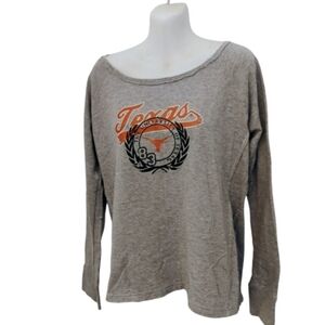 Texas Longhorns UT Gray Raw Edge Sweatshirt Womens L NCAA Football Long Sleeve